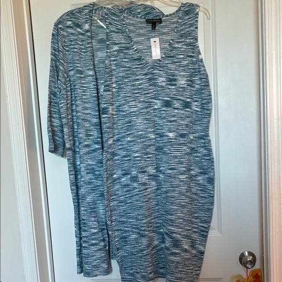 NWT Lane Bryant knit dress and duster combo Size 18/20 pretty teal blue pattern - Picture 1 of 14